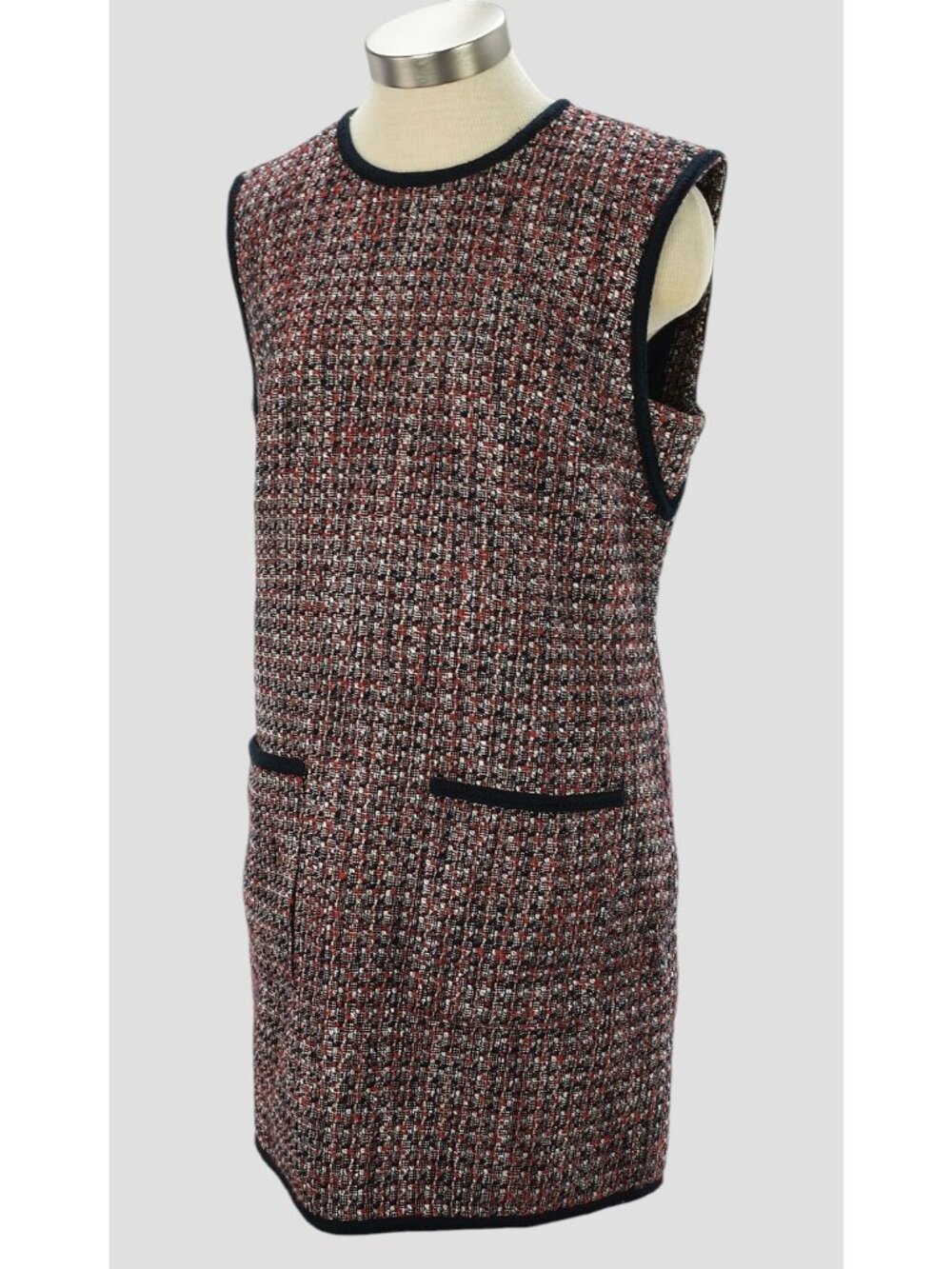 VERONICA BEARD Red Navy RAVENA Sleeveless Cotton Blend Tweed Mini Dress 10 NWT